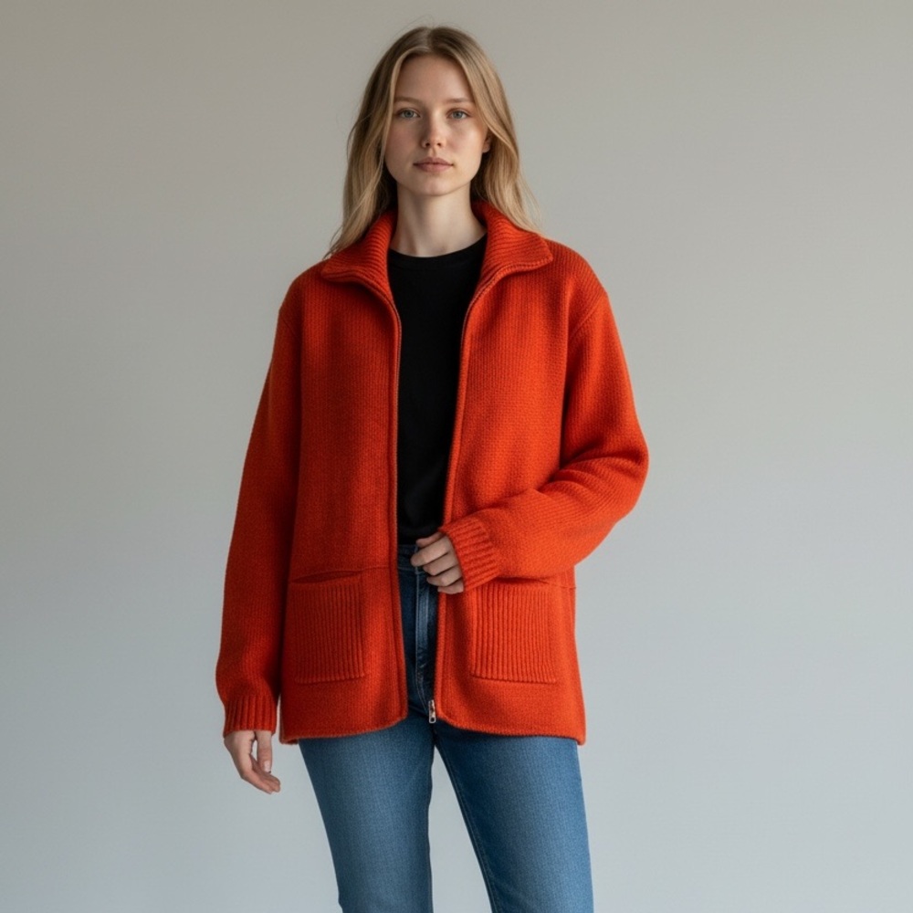 Tally-Ho Burnt Orange Zip-Up Sweater